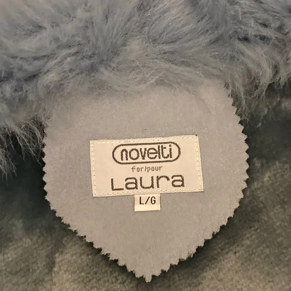 Woman’s Faux Fur Trim Jacket - Soft Blue - Picture 8 of 14